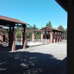 Portico e fontana nel cortile della Casa del Giardinaggio